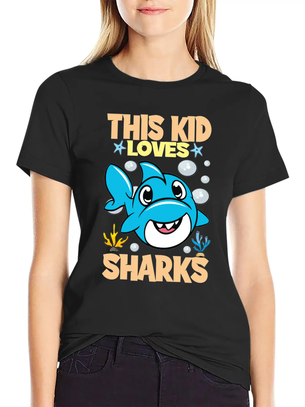 This Kid Loves Sharks I Children's Shark Fish Gift Breathable Soft Cotton T-Shirt – Timeless Casual Look