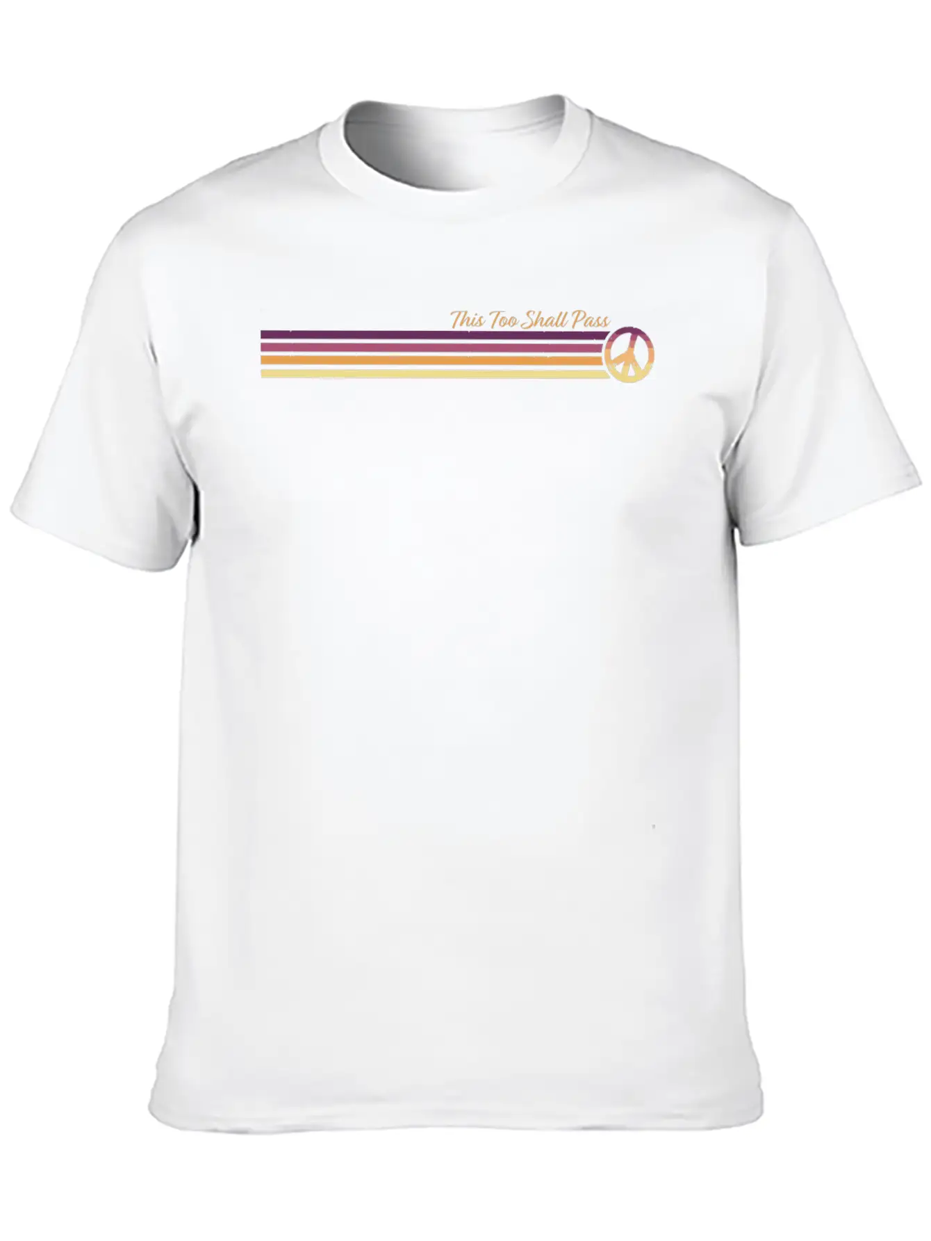 This Too Shall Pass Sunrise Retro Peace Stripes Unisex Casual T-Shirt – Clean Design For Daily Comfort