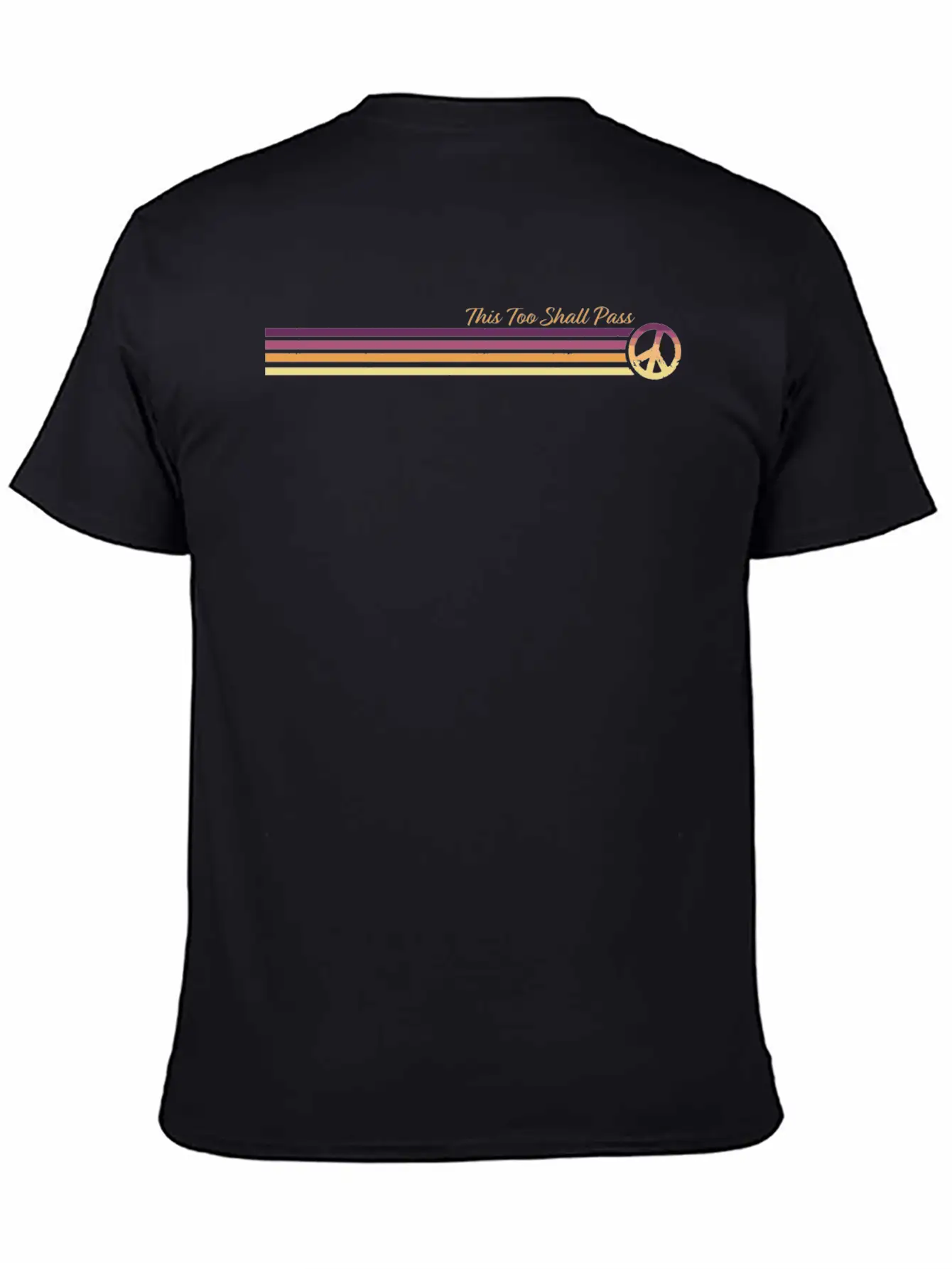 This Too Shall Pass Sunrise Retro Peace Stripes Unisex Casual T-Shirt – Clean Design For Daily Comfort
