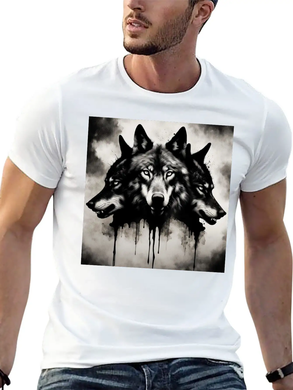 Three-headed Wolf, Dark Horror Wolf Breathable Soft Cotton T-Shirt – Timeless Casual Look