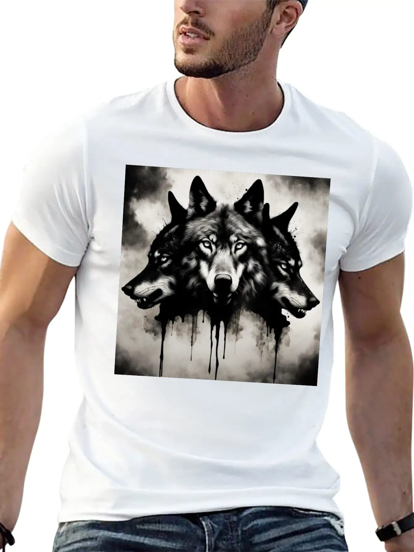 Three-headed Wolf, Dark Horror Wolf Breathable Soft Cotton T-Shirt – Timeless Casual Look