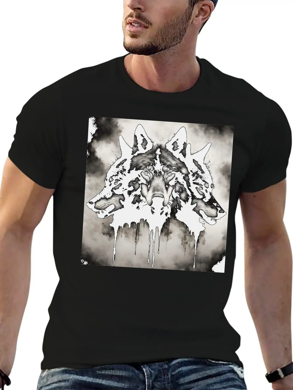 Three-headed Wolf, Dark Horror Wolf Breathable Soft Cotton T-Shirt – Timeless Casual Look