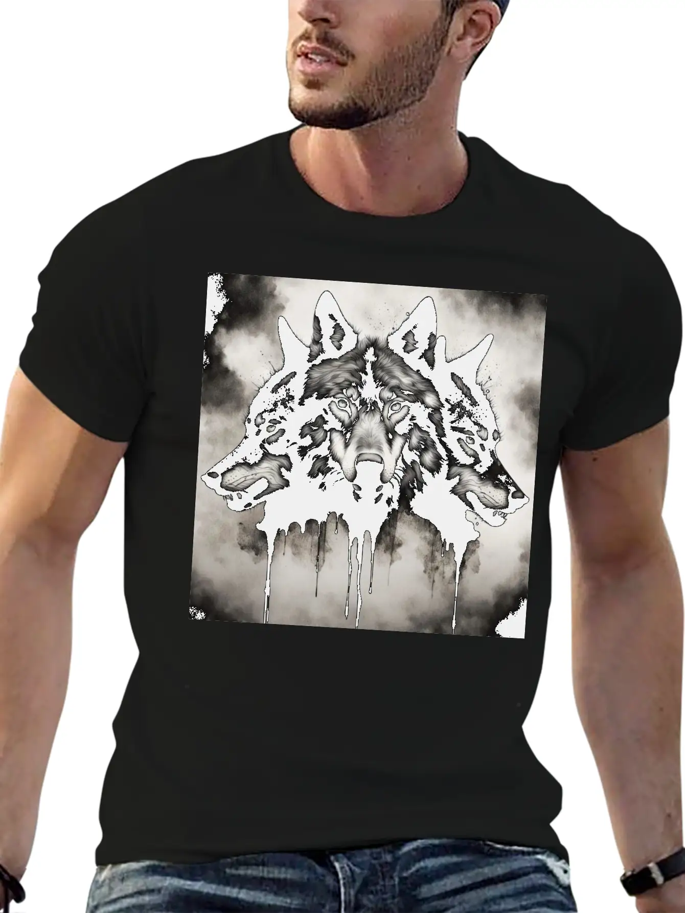Three-headed Wolf, Dark Horror Wolf Breathable Soft Cotton T-Shirt – Timeless Casual Look