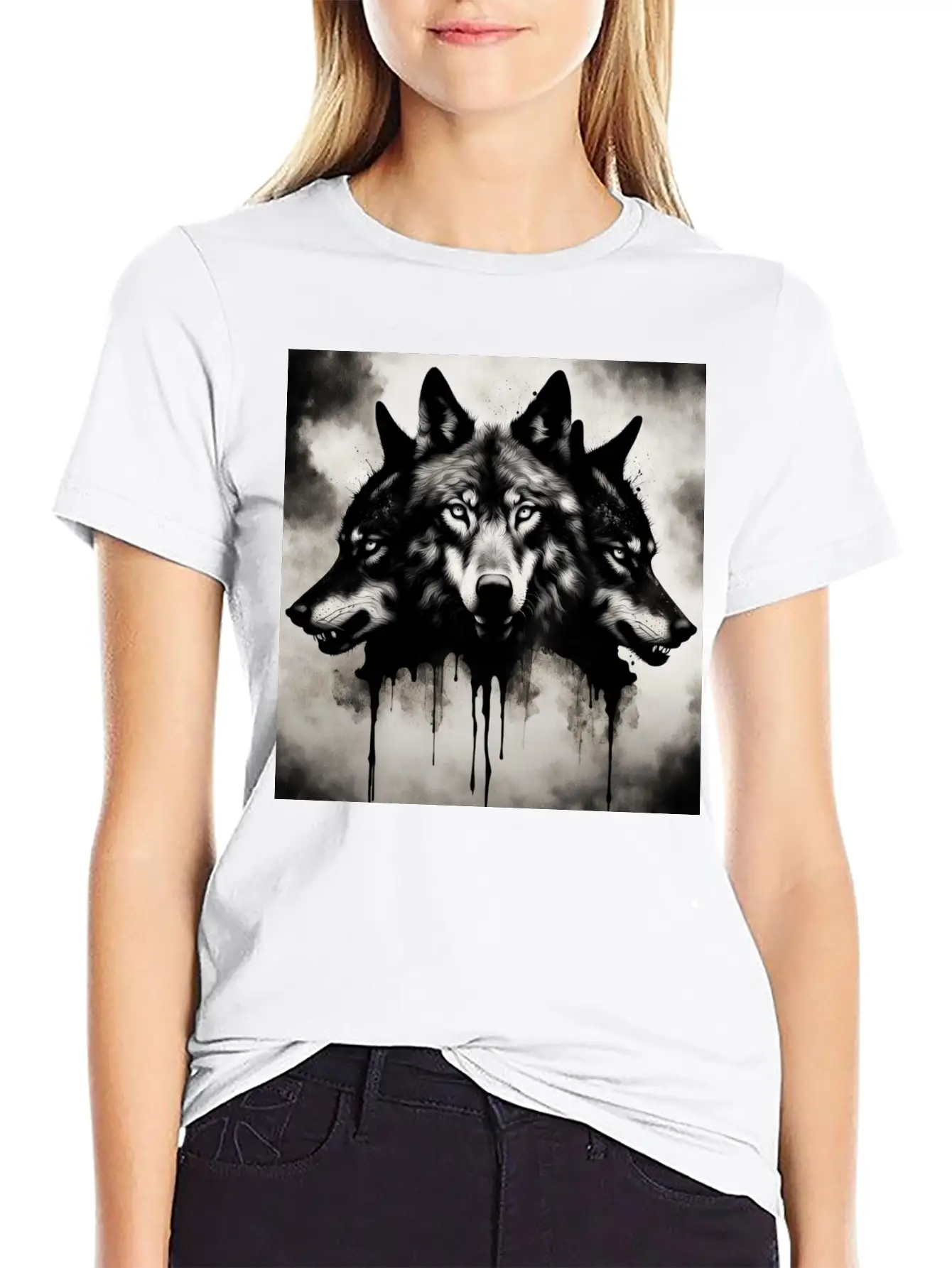 Three-headed Wolf, Dark Horror Wolf Breathable Soft Cotton T-Shirt – Timeless Casual Look