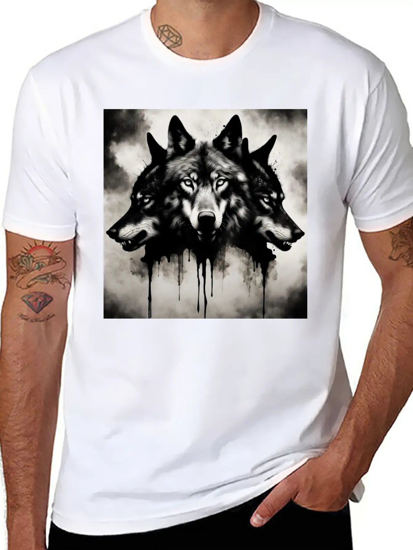 Three-headed Wolf, Dark Horror Wolf Breathable Soft Cotton T-Shirt – Timeless Casual Look