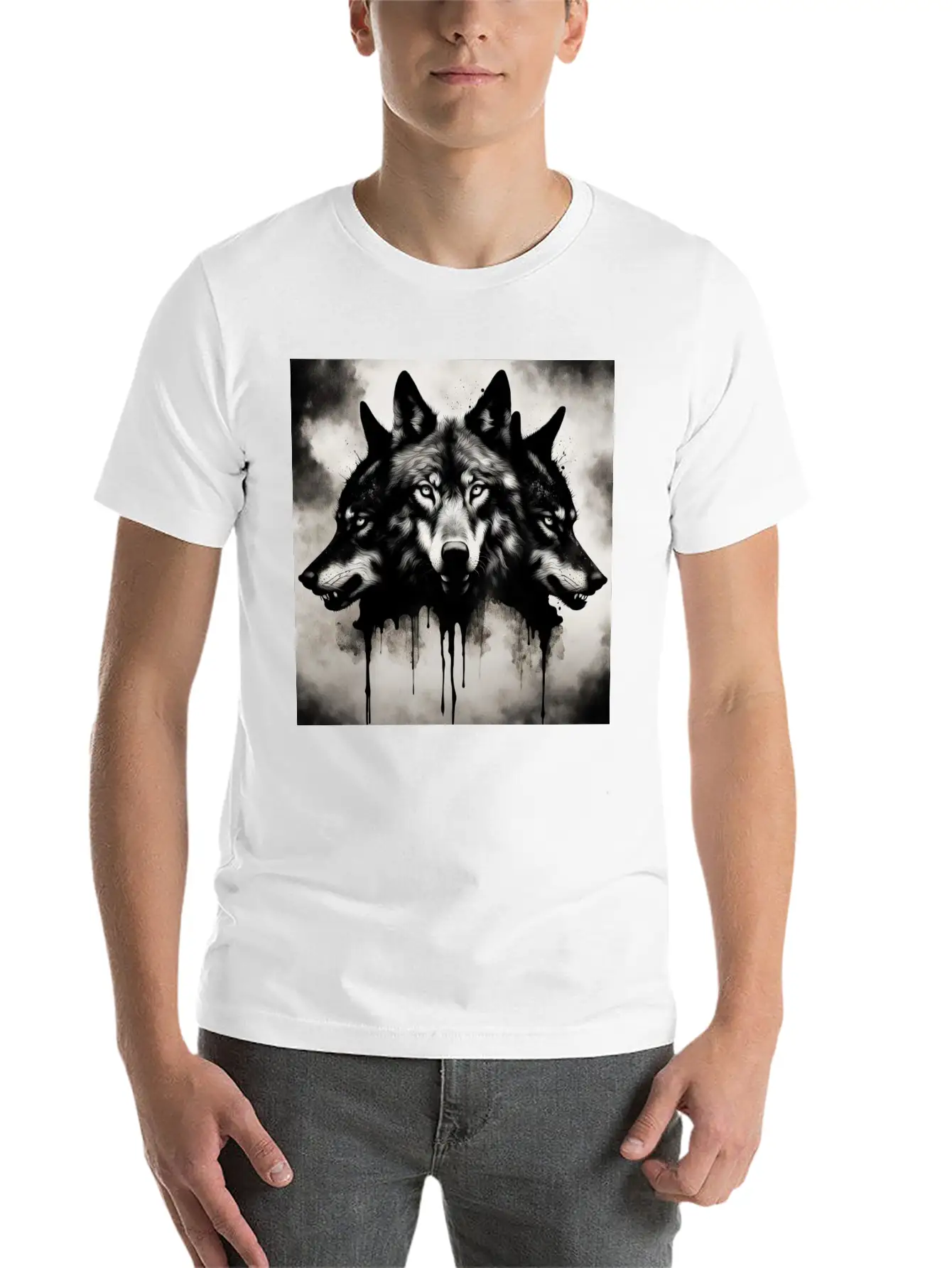 Three-headed Wolf, Dark Horror Wolf Breathable Soft Cotton T-Shirt – Timeless Casual Look