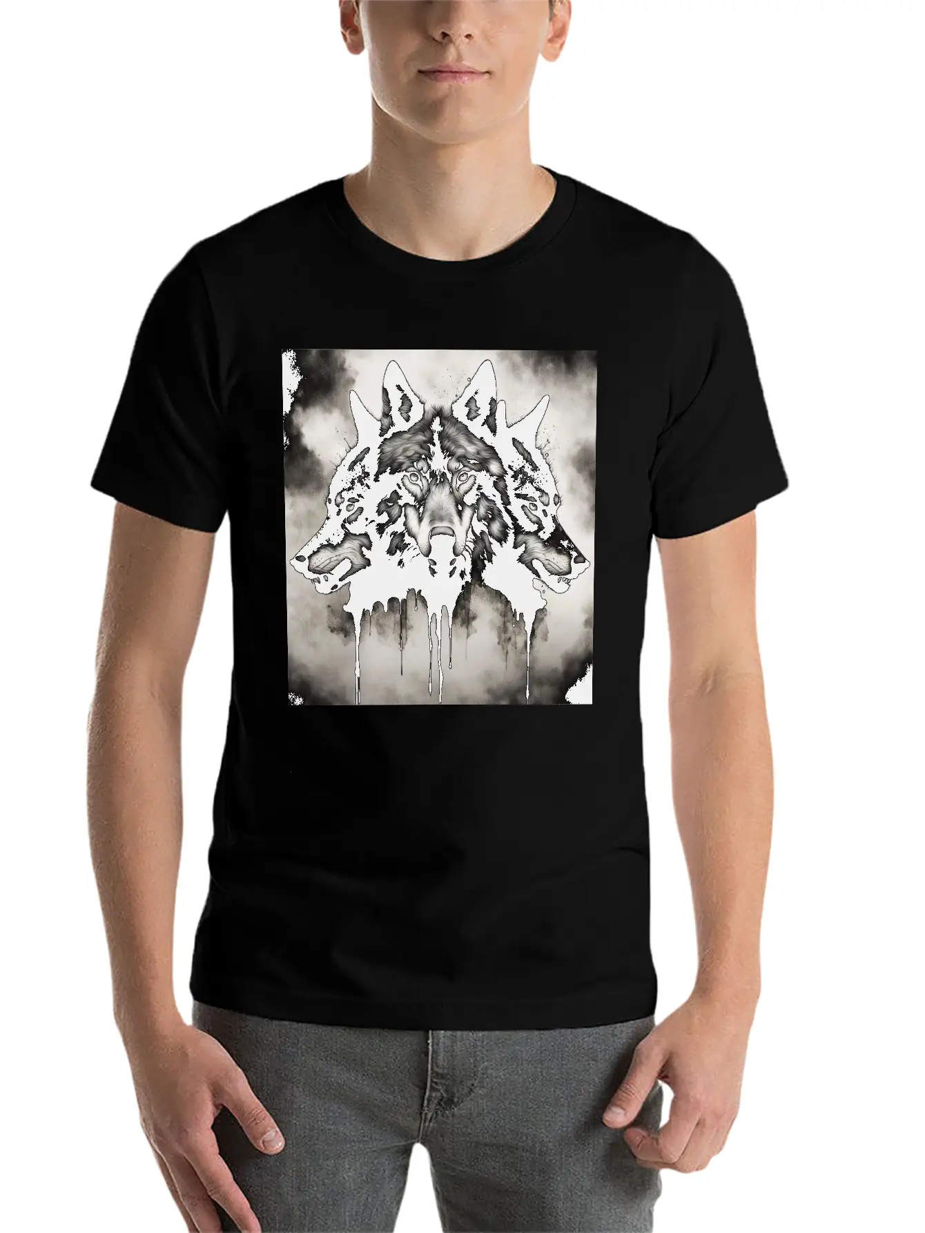 Three-headed Wolf, Dark Horror Wolf Breathable Soft Cotton T-Shirt – Timeless Casual Look