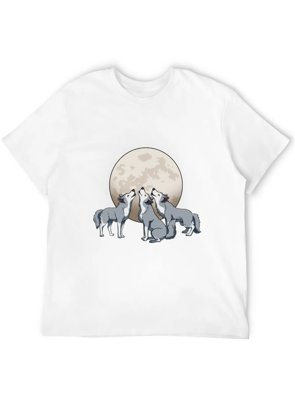Three Wolves Howling At The Moon Funny Wolf Gift Classic Fit Graphic Tee For Daily Comfort – Unisex Cotton Shirt
