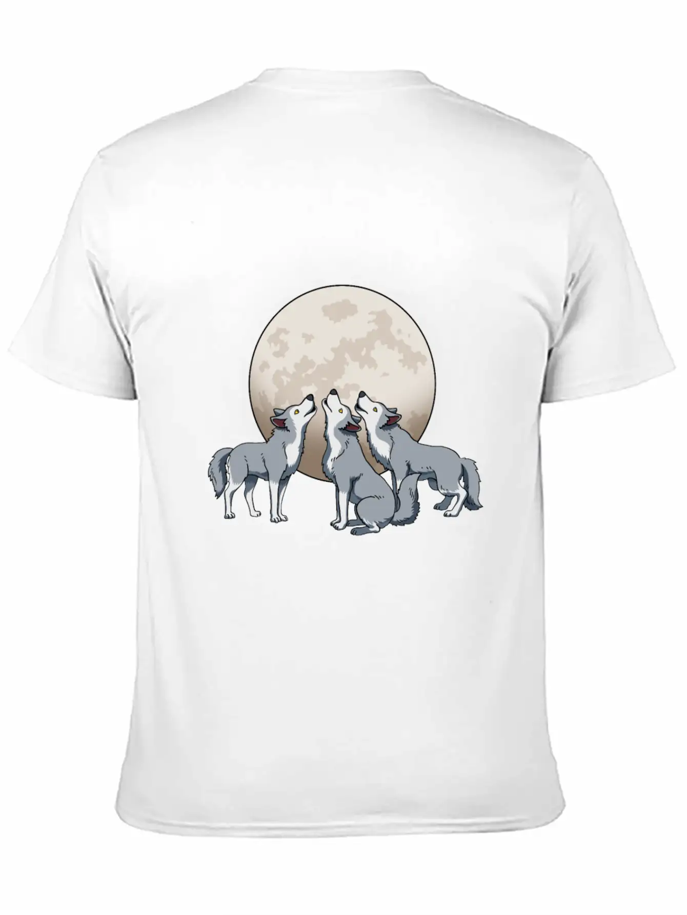 Three Wolves Howling At The Moon Funny Wolf Gift Classic Fit Graphic Tee For Daily Comfort – Unisex Cotton Shirt