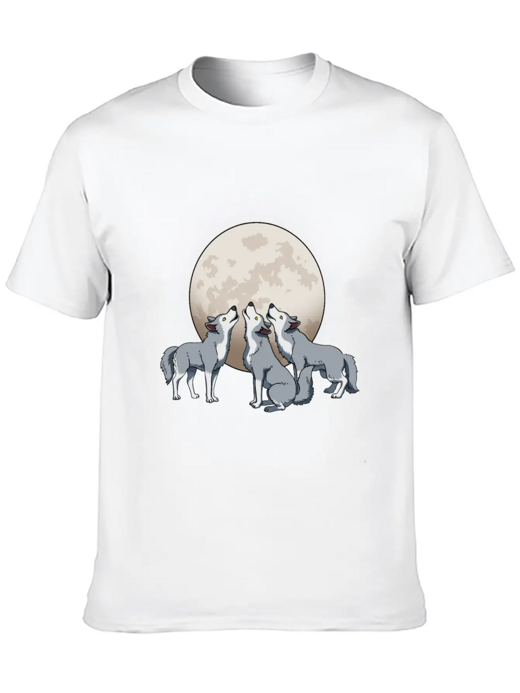 Three Wolves Howling At The Moon Funny Wolf Gift Classic Fit Graphic Tee For Daily Comfort – Unisex Cotton Shirt