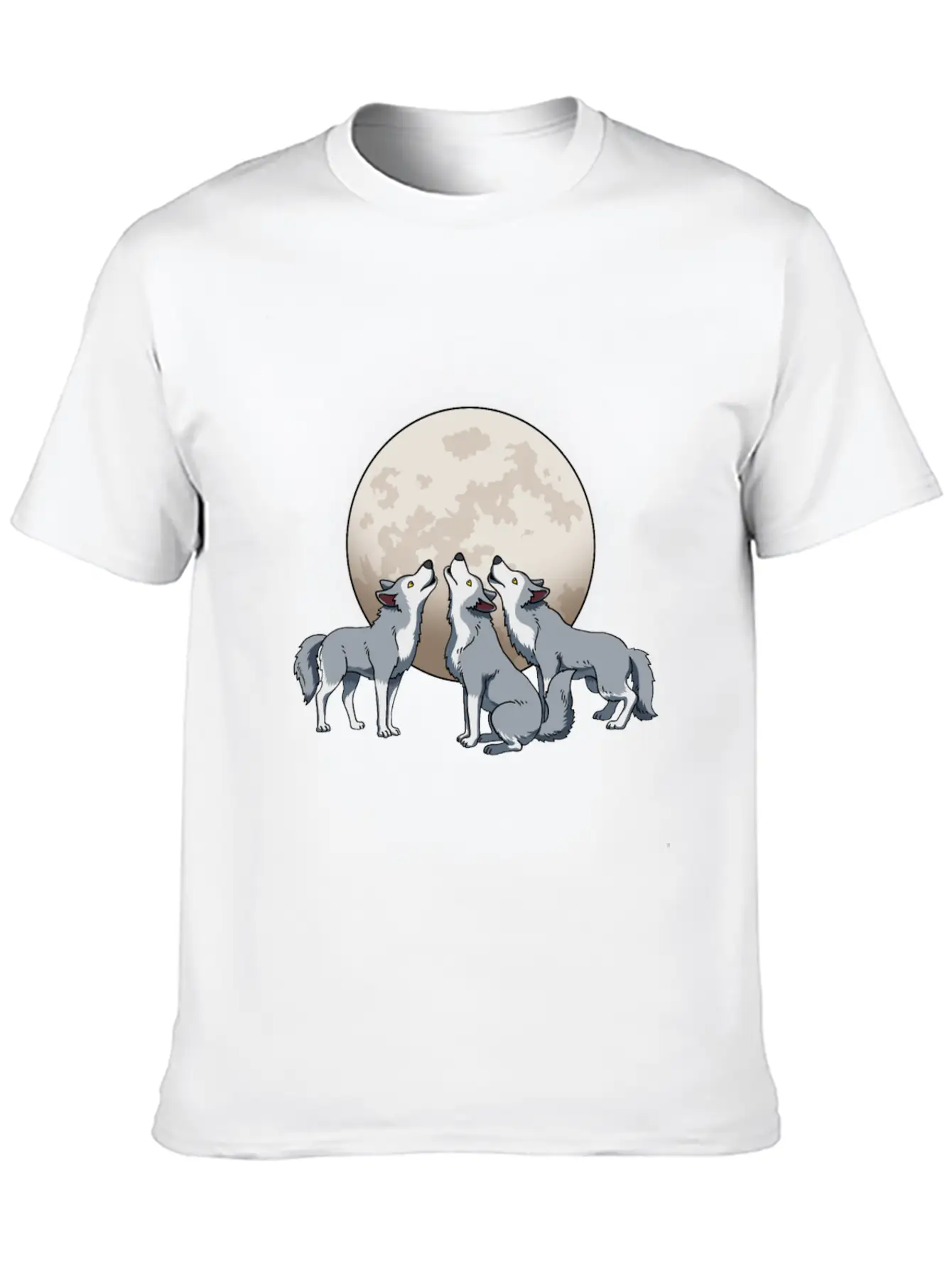 Three Wolves Howling At The Moon Funny Wolf Gift Classic Fit Graphic Tee For Daily Comfort – Unisex Cotton Shirt