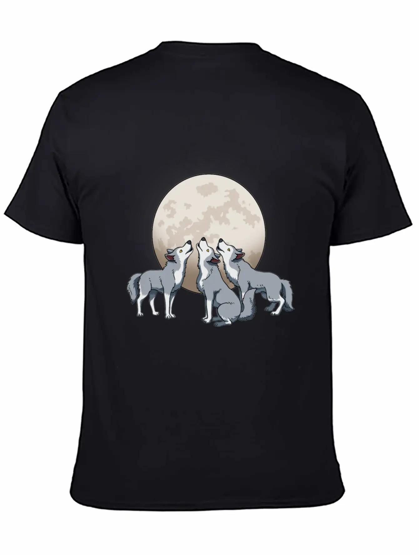 Three Wolves Howling At The Moon Funny Wolf Gift Classic Fit Graphic Tee For Daily Comfort – Unisex Cotton Shirt