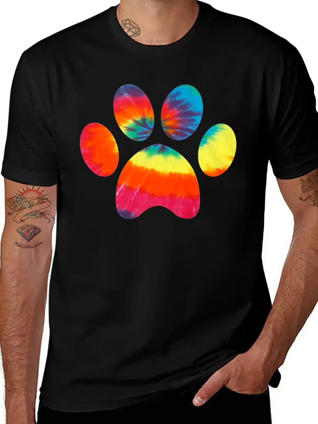 Tie Dye Animal Cat Dog Paw Print Pet Lover Hoodie Unisex Casual T-Shirt – Clean Design For Daily Comfort