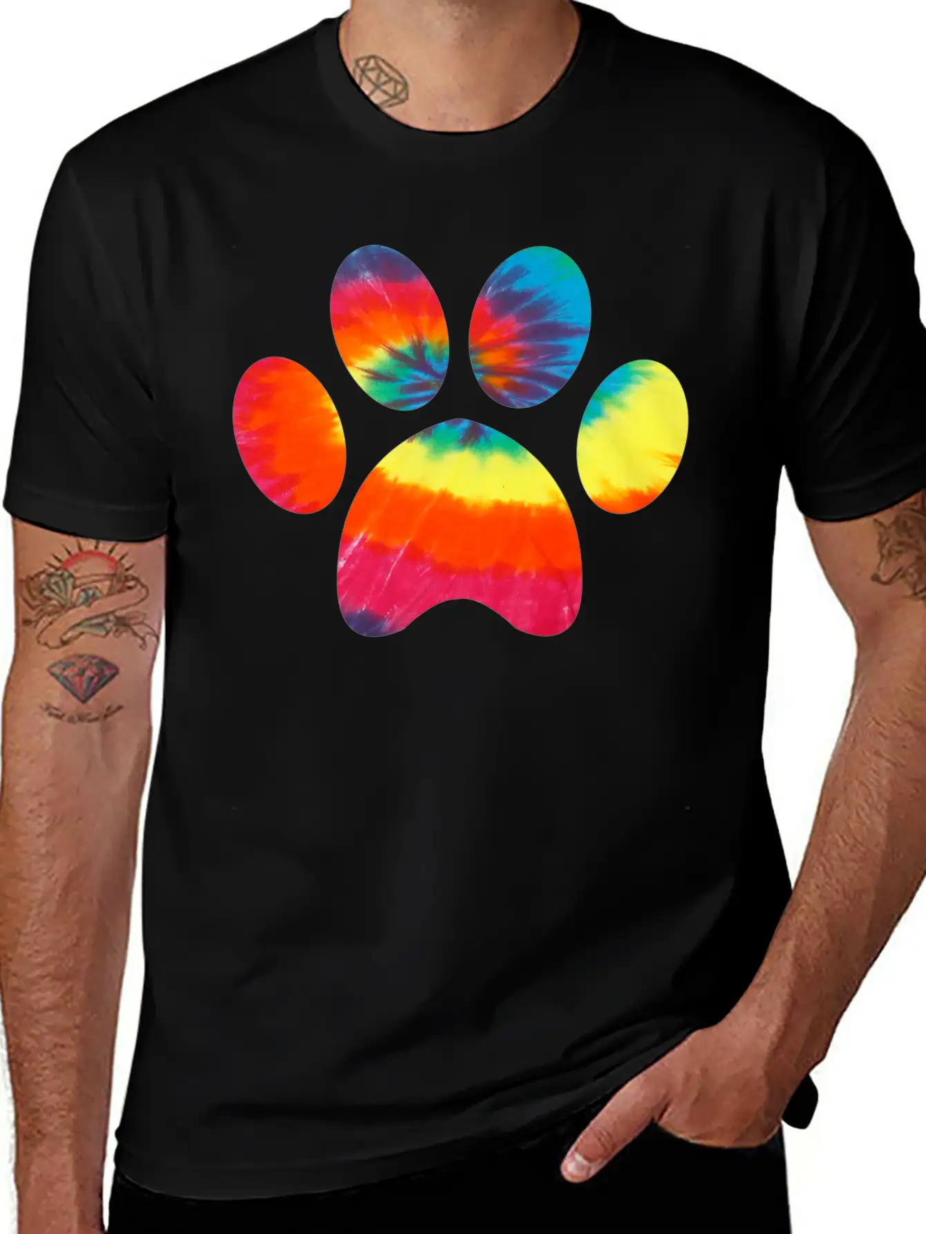 Tie Dye Animal Cat Dog Paw Print Pet Lover Hoodie Unisex Casual T-Shirt – Clean Design For Daily Comfort