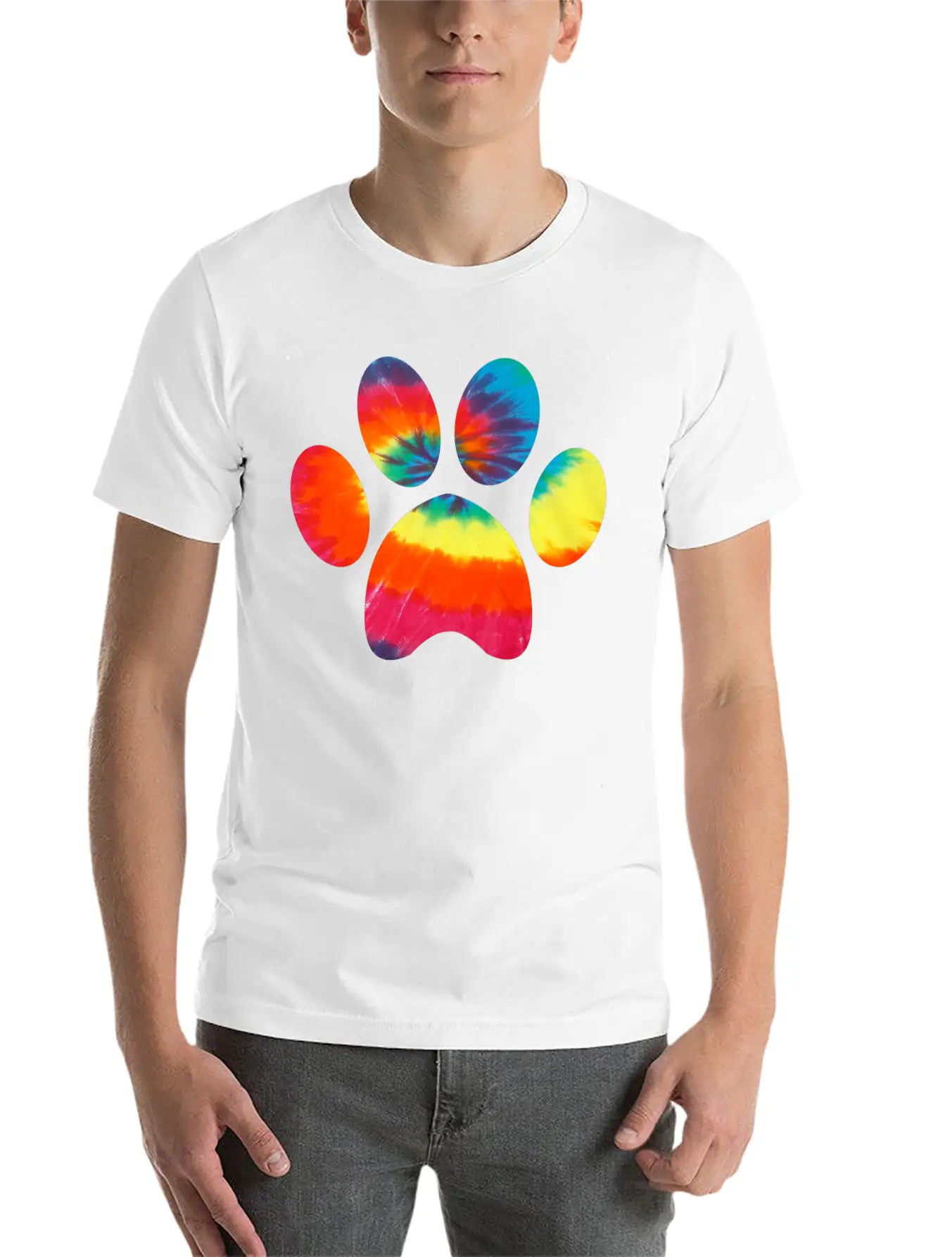 Tie Dye Animal Cat Dog Paw Print Pet Lover Hoodie Unisex Casual T-Shirt – Clean Design For Daily Comfort