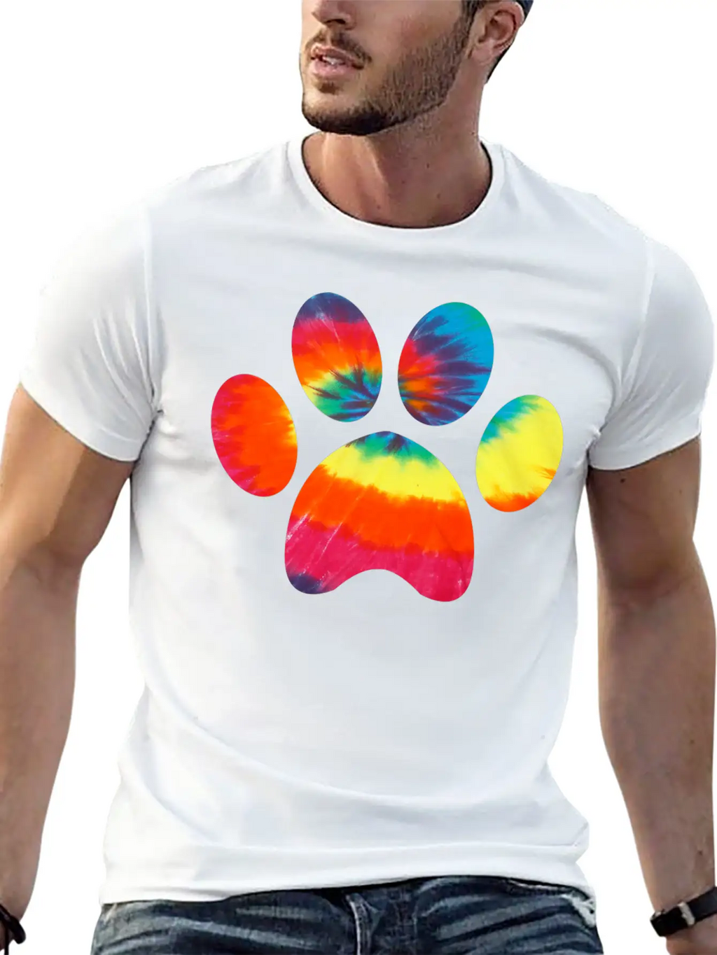 Tie Dye Animal Cat Dog Paw Print Pet Lover Hoodie Unisex Casual T-Shirt – Clean Design For Daily Comfort