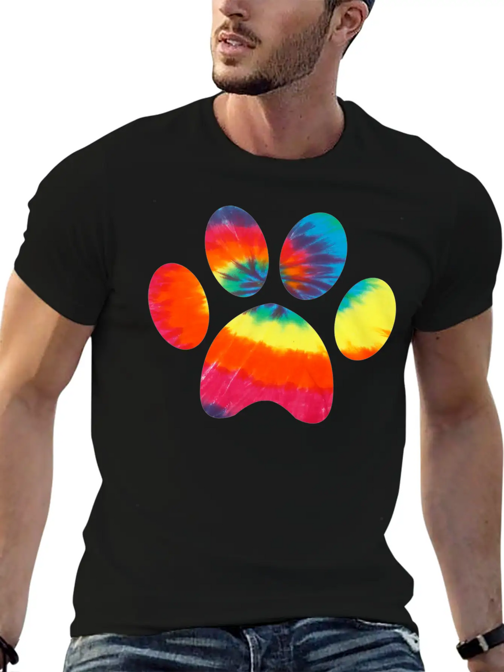 Tie Dye Animal Cat Dog Paw Print Pet Lover Hoodie Unisex Casual T-Shirt – Clean Design For Daily Comfort