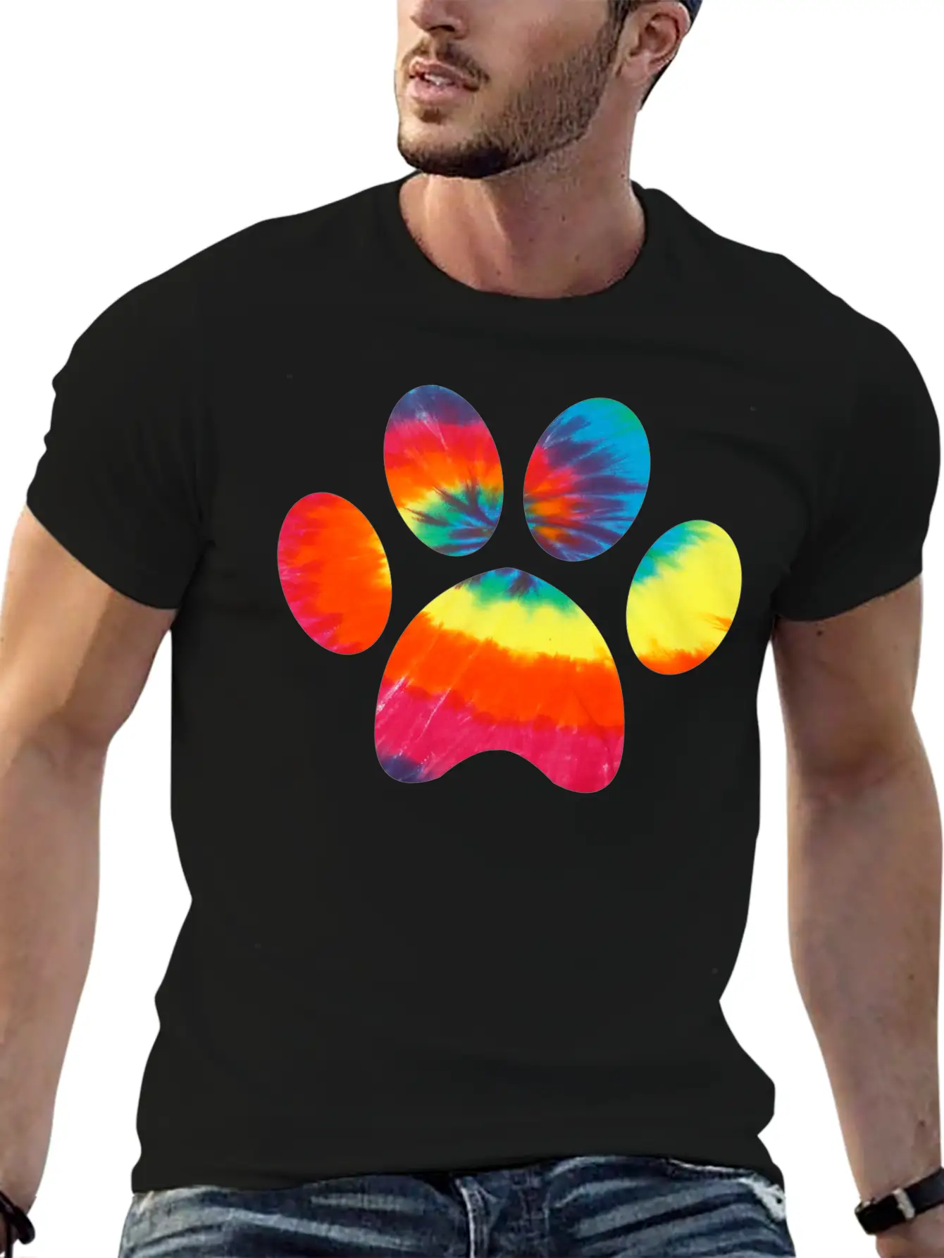 Tie Dye Animal Cat Dog Paw Print Pet Lover Hoodie Unisex Casual T-Shirt – Clean Design For Daily Comfort