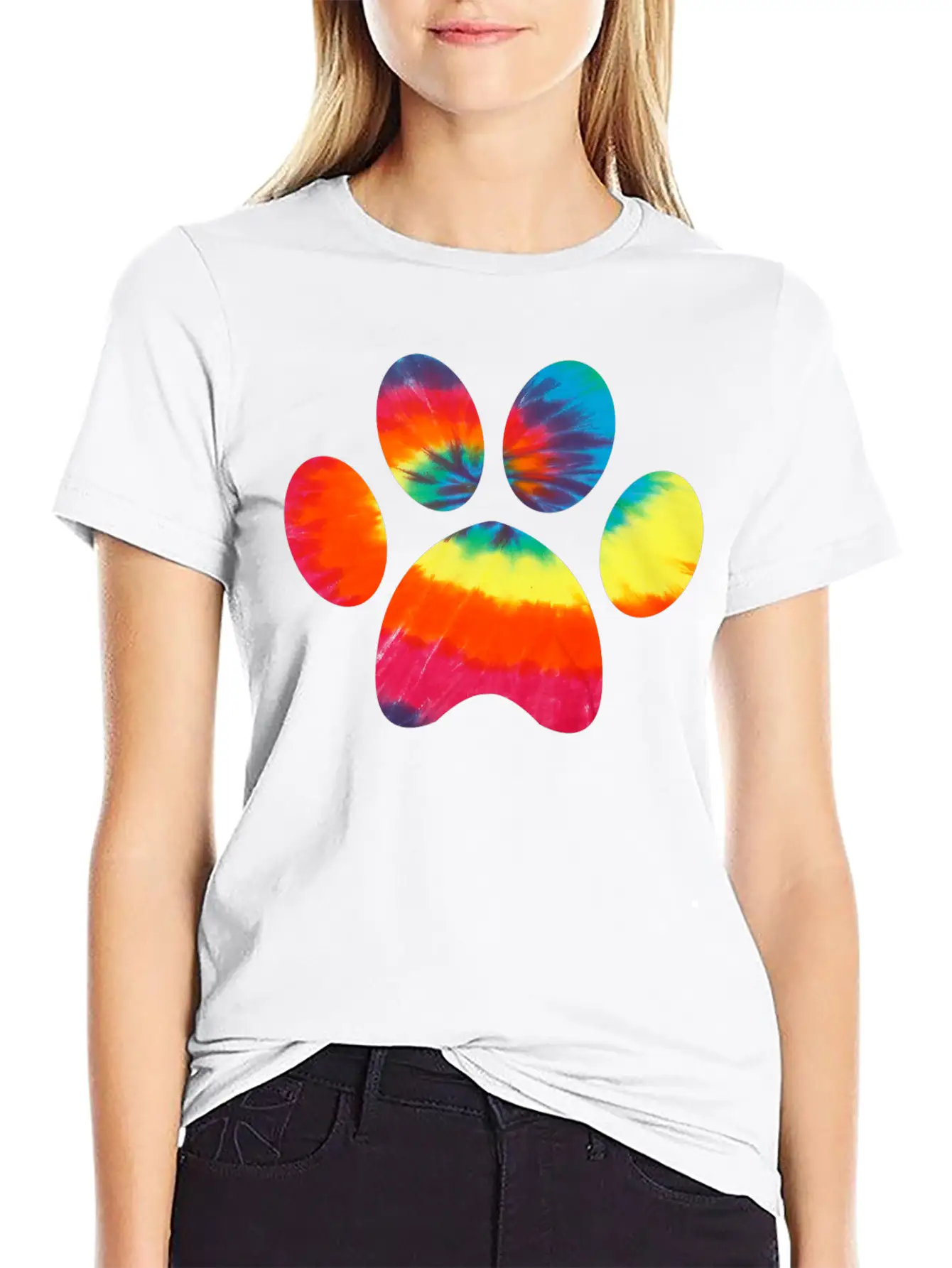 Tie Dye Animal Cat Dog Paw Print Pet Lover Hoodie Unisex Casual T-Shirt – Clean Design For Daily Comfort