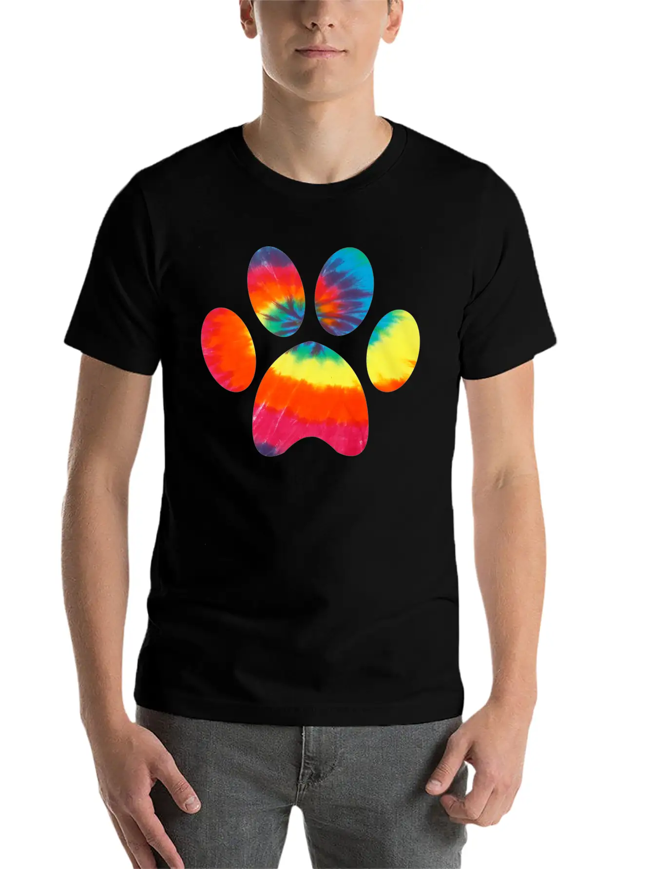 Tie Dye Animal Cat Dog Paw Print Pet Lover Hoodie Unisex Casual T-Shirt – Clean Design For Daily Comfort