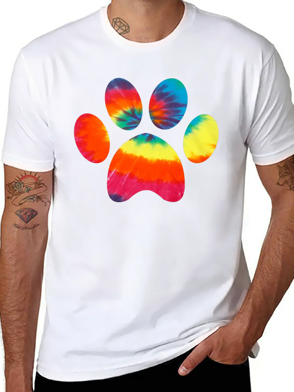 Tie Dye Animal Cat Dog Paw Print Pet Lover Hoodie Unisex Casual T-Shirt – Clean Design For Daily Comfort
