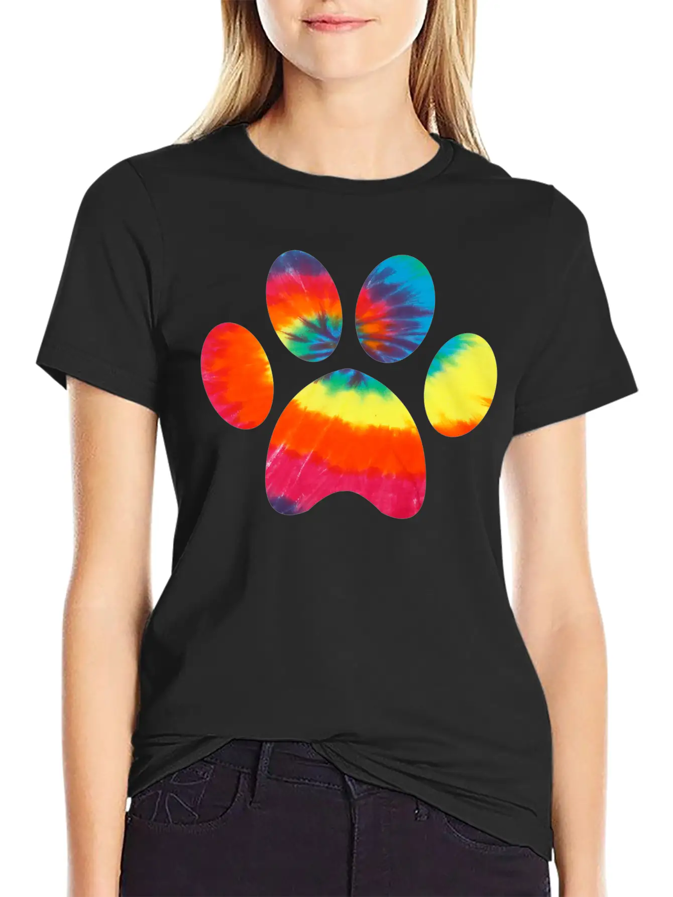 Tie Dye Animal Cat Dog Paw Print Pet Lover Hoodie Unisex Casual T-Shirt – Clean Design For Daily Comfort