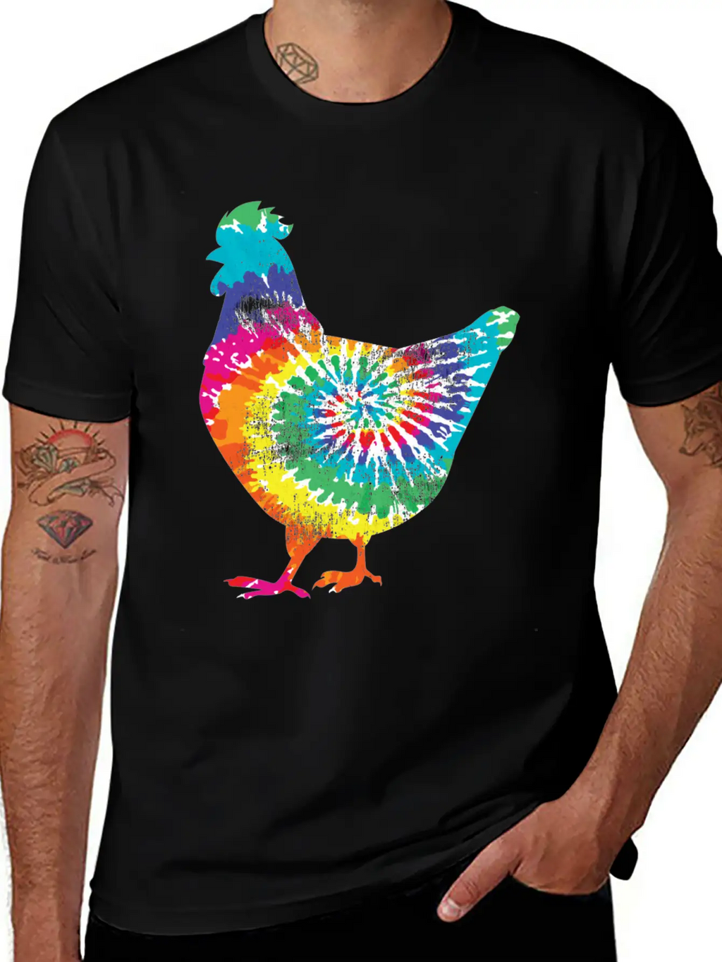 Tie Dye Chicken Gift For Hippy Farmer Hobby Farm Stylish Everyday T-Shirt – Unisex Basic Cotton Tee