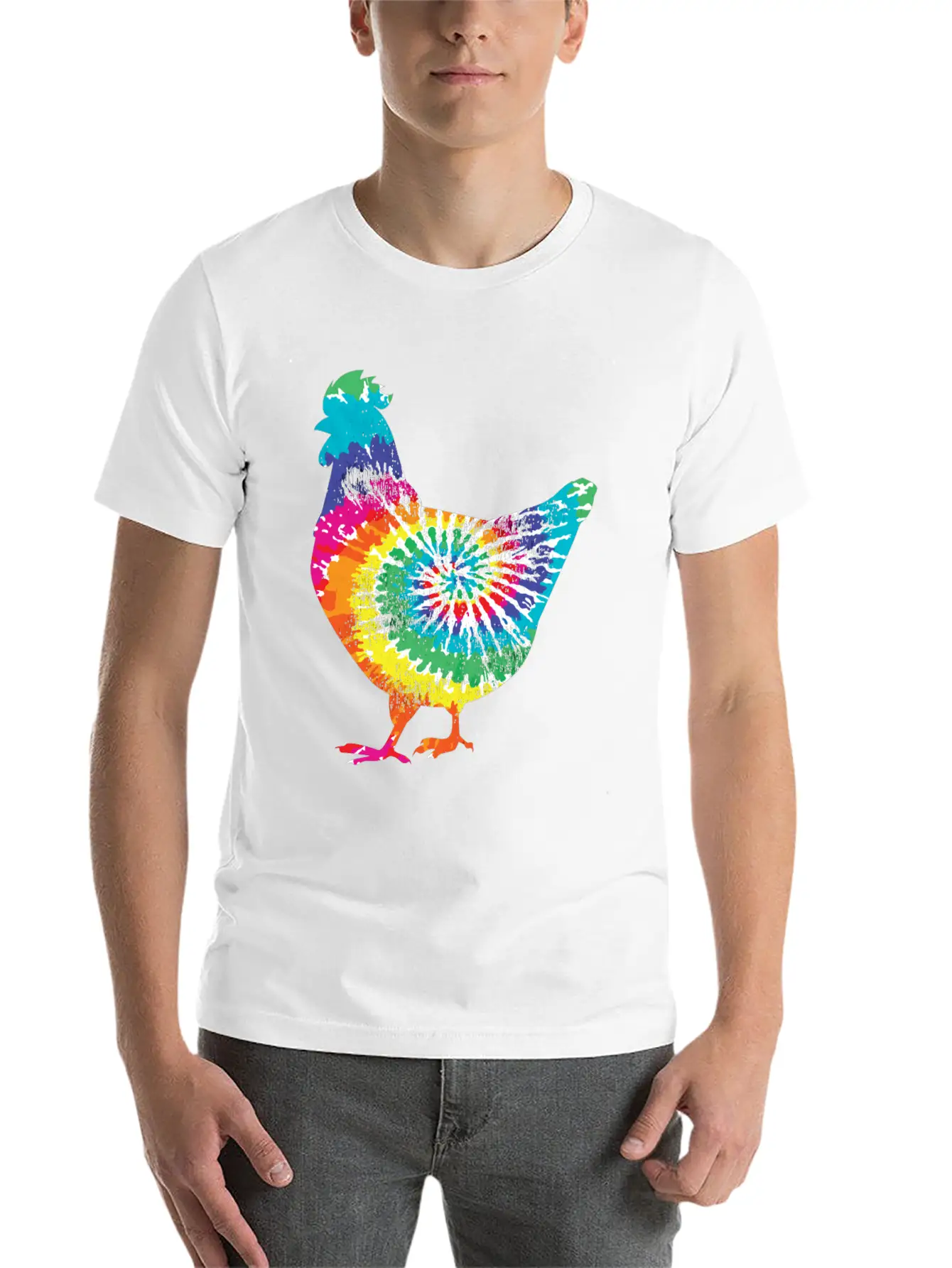 Tie Dye Chicken Gift For Hippy Farmer Hobby Farm Stylish Everyday T-Shirt – Unisex Basic Cotton Tee