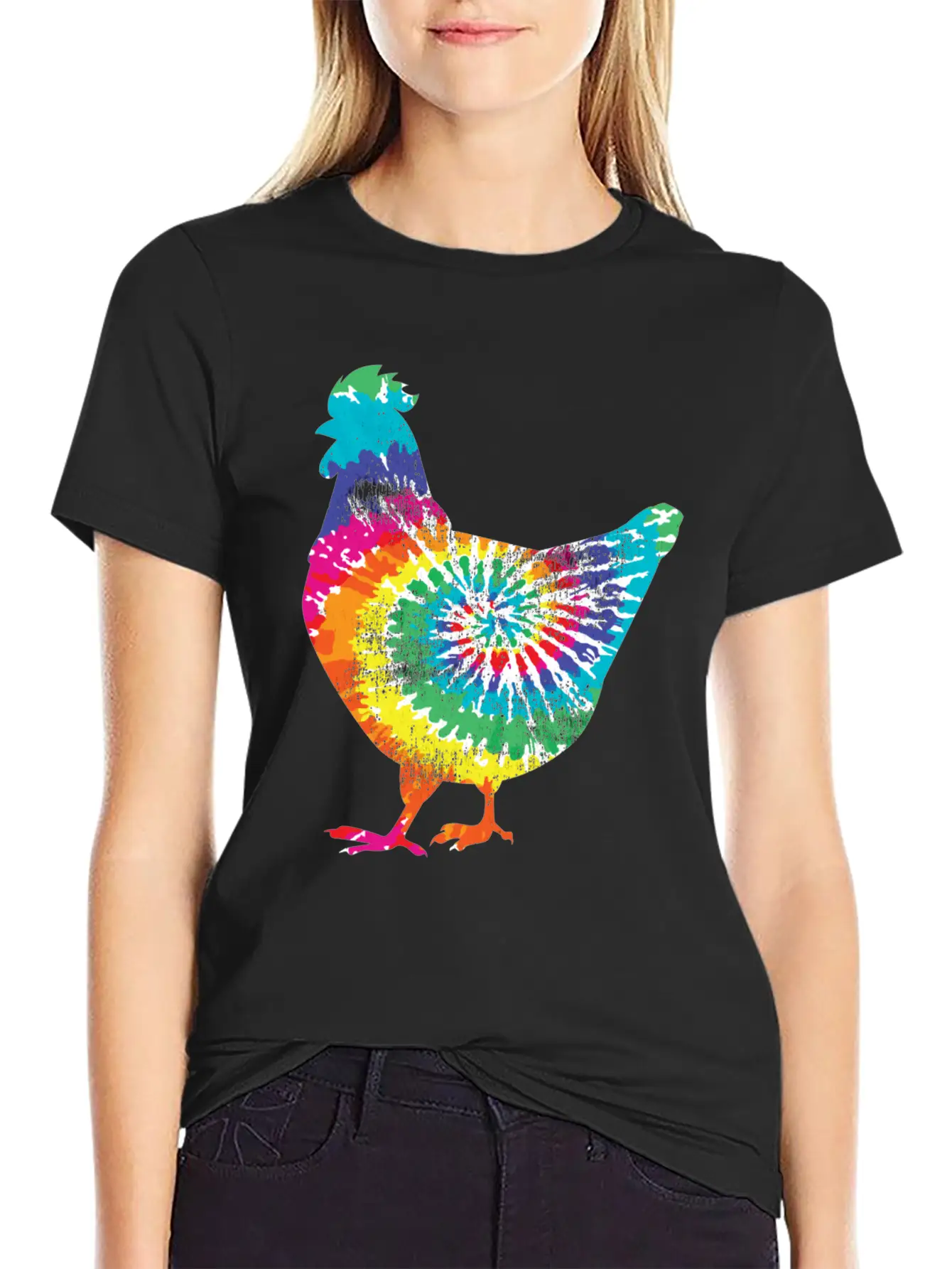 Tie Dye Chicken Gift For Hippy Farmer Hobby Farm Stylish Everyday T-Shirt – Unisex Basic Cotton Tee