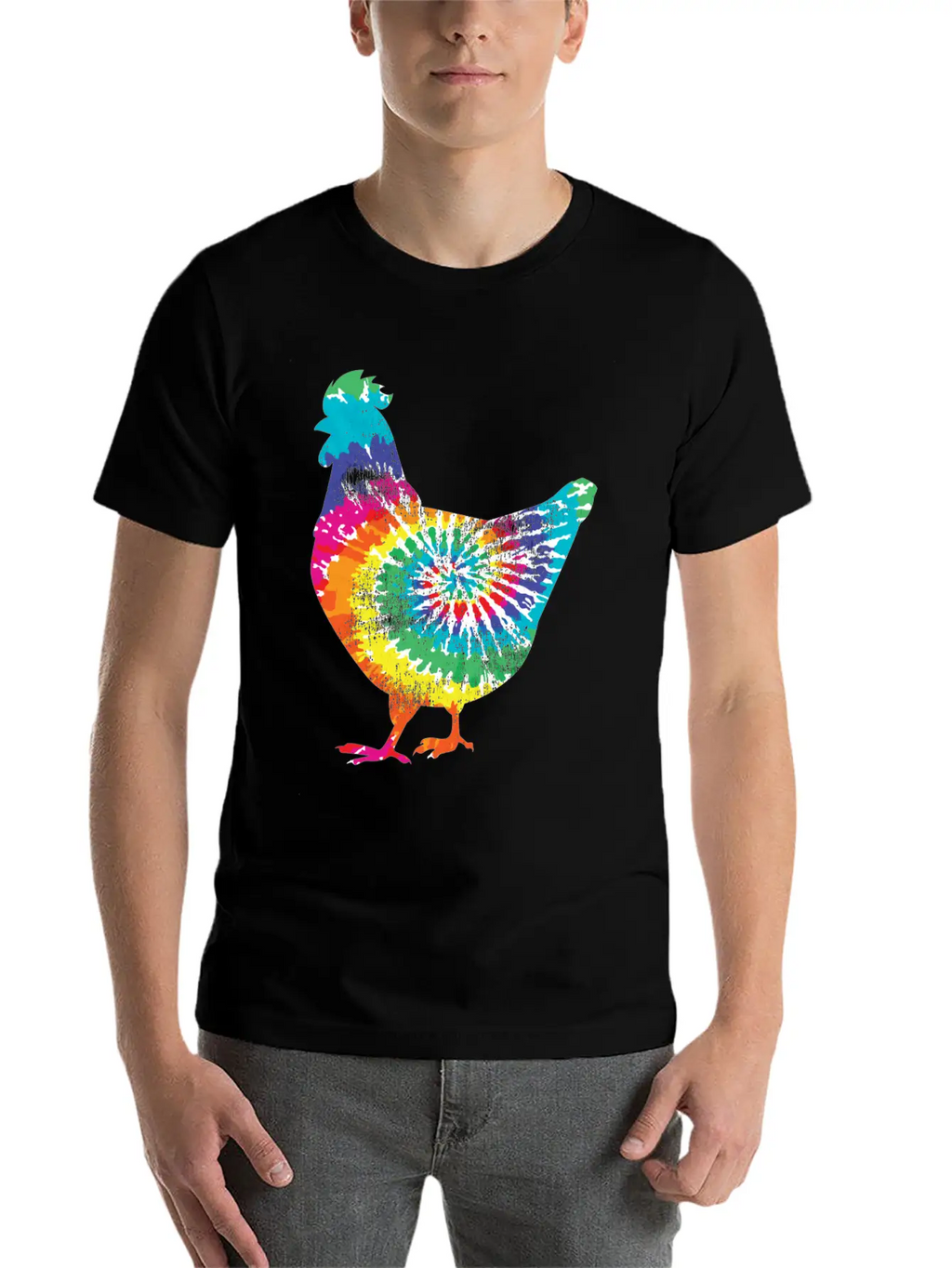 Tie Dye Chicken Gift For Hippy Farmer Hobby Farm Stylish Everyday T-Shirt – Unisex Basic Cotton Tee