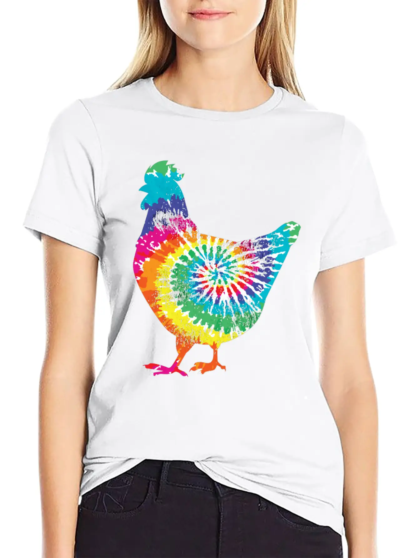 Tie Dye Chicken Gift For Hippy Farmer Hobby Farm Stylish Everyday T-Shirt – Unisex Basic Cotton Tee