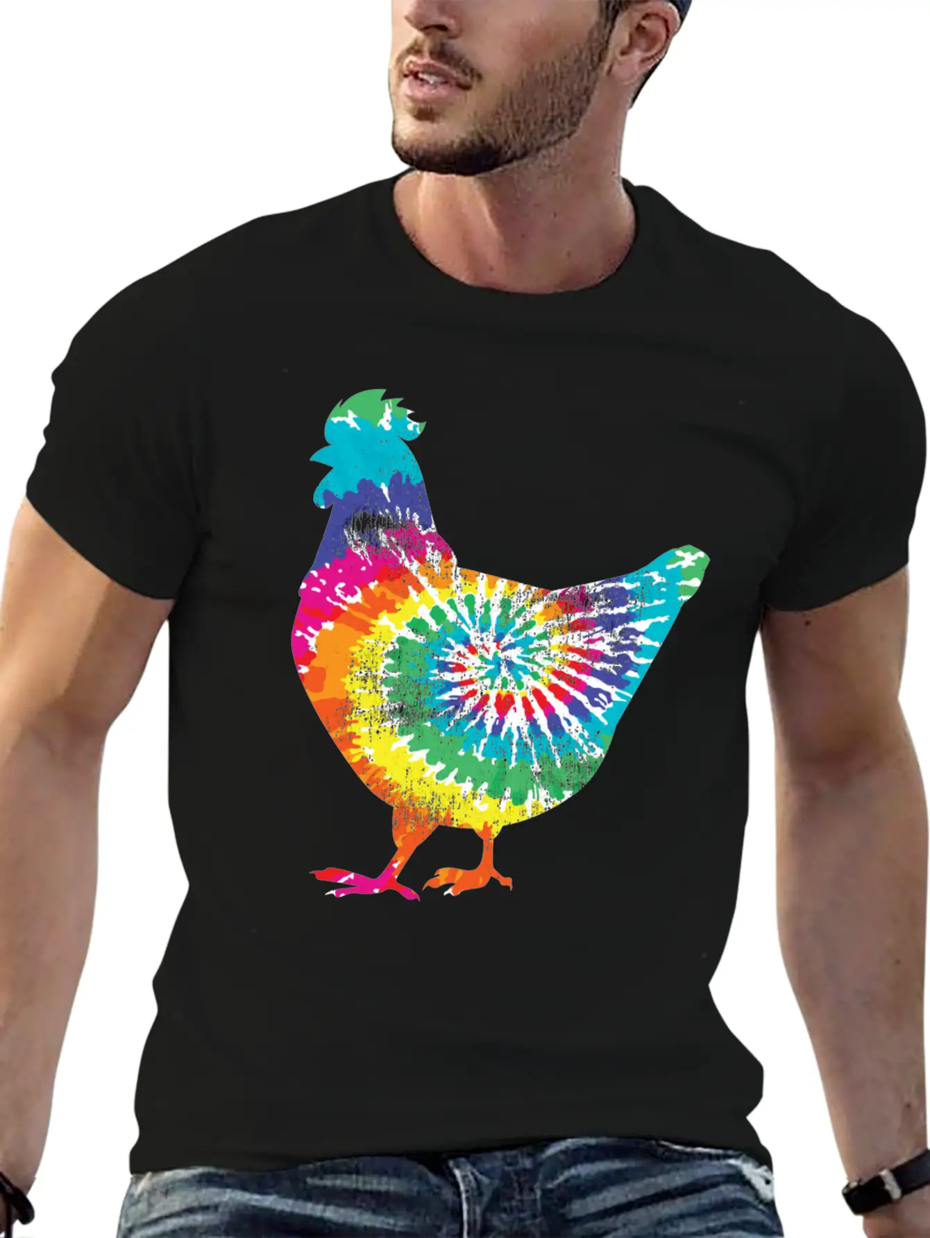 Tie Dye Chicken Gift For Hippy Farmer Hobby Farm Stylish Everyday T-Shirt – Unisex Basic Cotton Tee