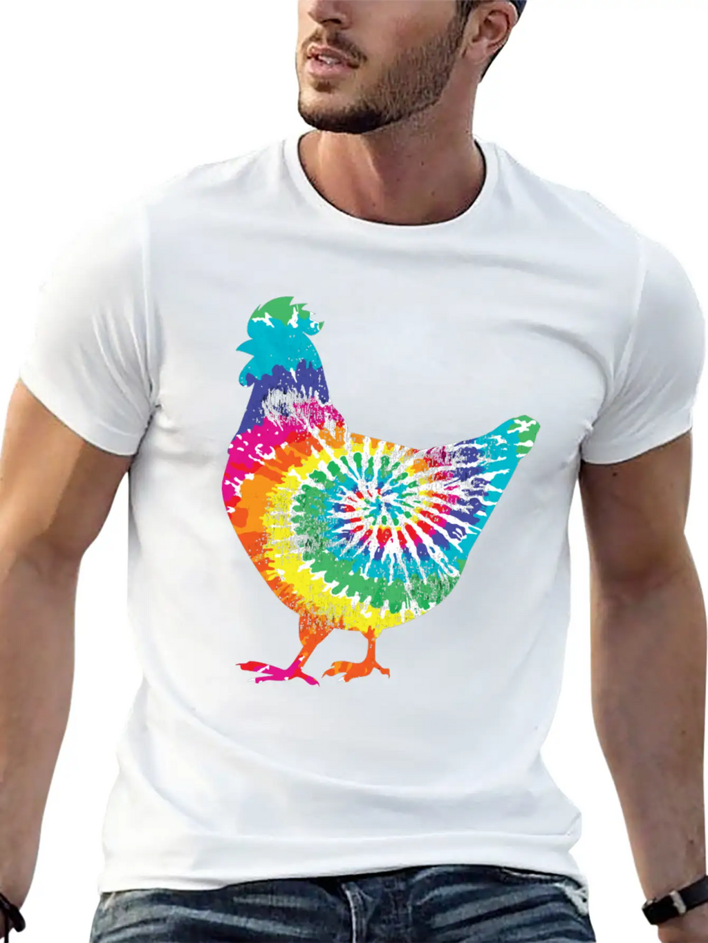 Tie Dye Chicken Gift For Hippy Farmer Hobby Farm Stylish Everyday T-Shirt – Unisex Basic Cotton Tee