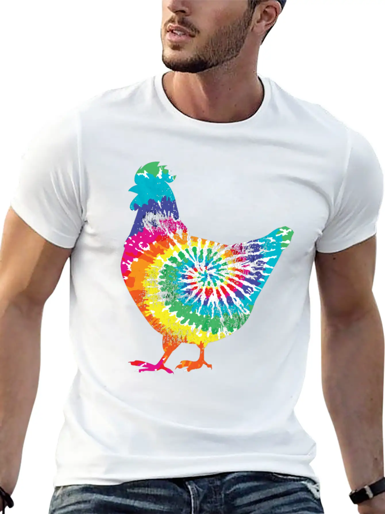 Tie Dye Chicken Gift For Hippy Farmer Hobby Farm Stylish Everyday T-Shirt – Unisex Basic Cotton Tee