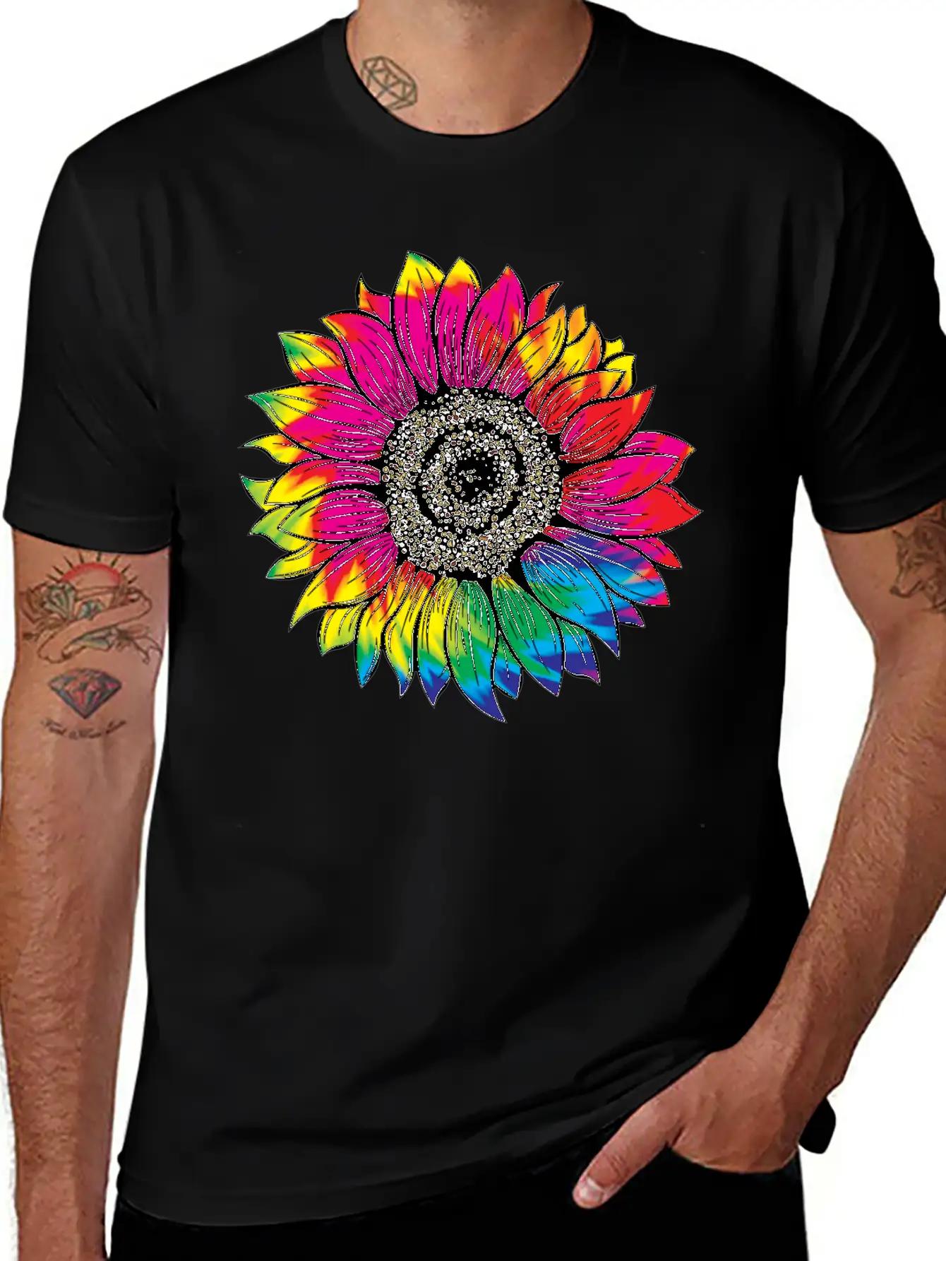 Tie Dye Sunflower Essential Cotton Tee For Daily Outfits – Unisex Style