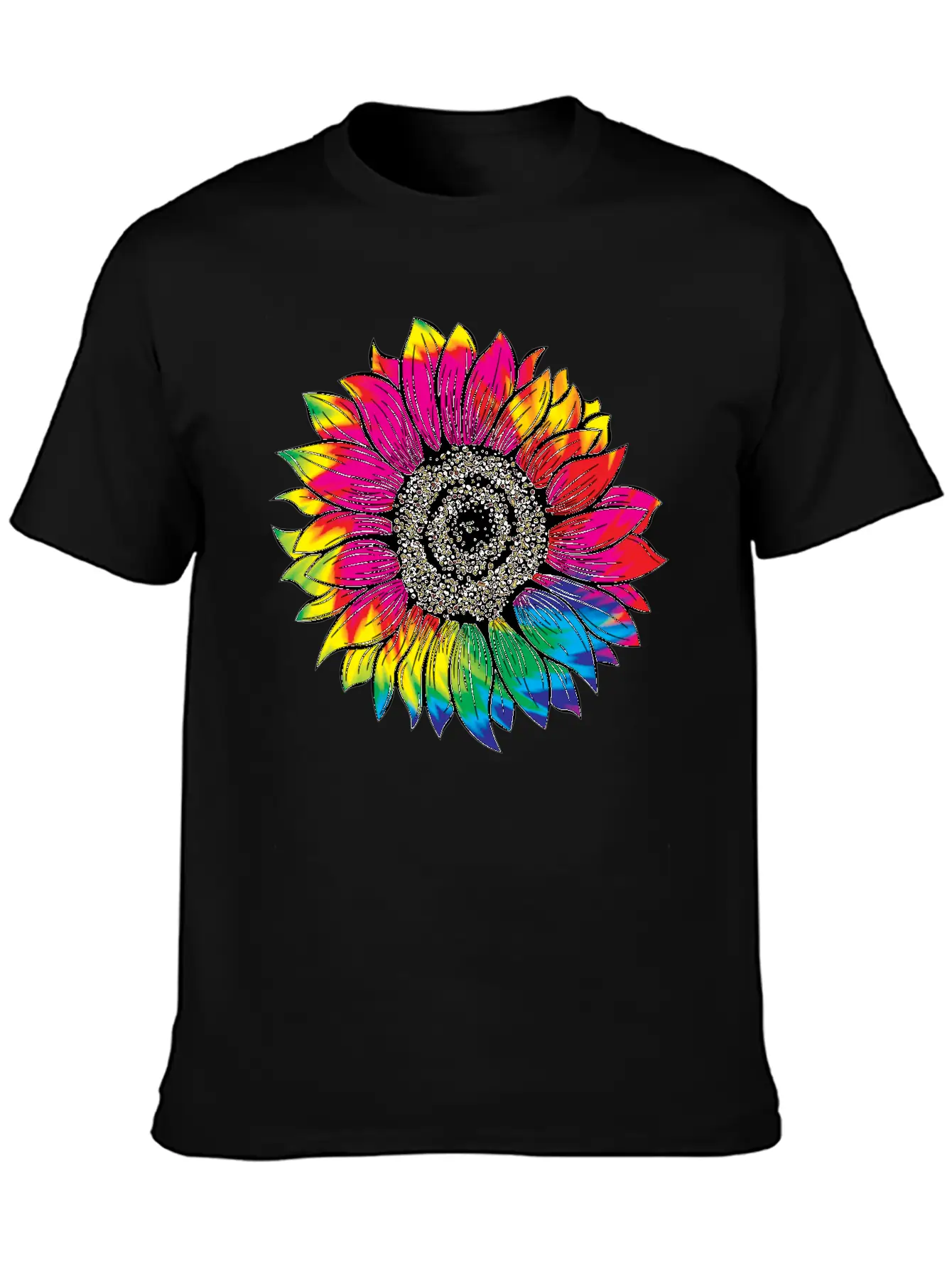 Tie Dye Sunflower Essential Cotton Tee For Daily Outfits – Unisex Style