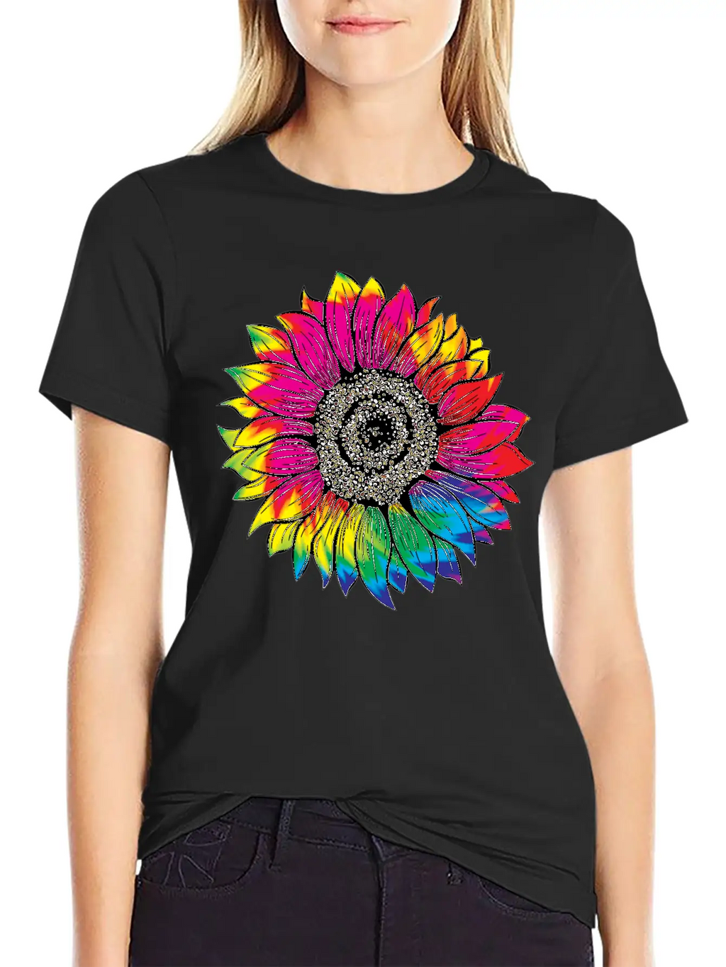 Tie Dye Sunflower Essential Cotton Tee For Daily Outfits – Unisex Style