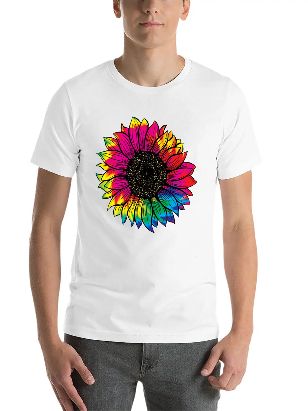 Tie Dye Sunflower Essential Cotton Tee For Daily Outfits – Unisex Style