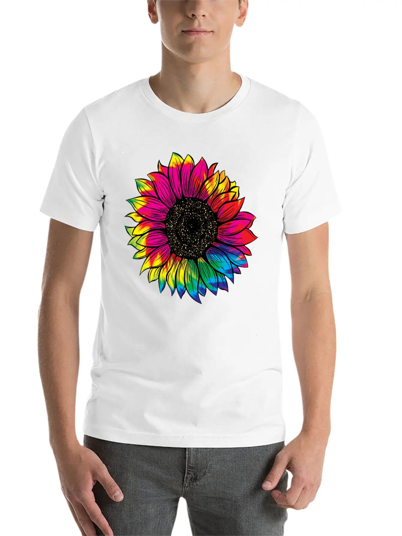 Tie Dye Sunflower Essential Cotton Tee For Daily Outfits – Unisex Style