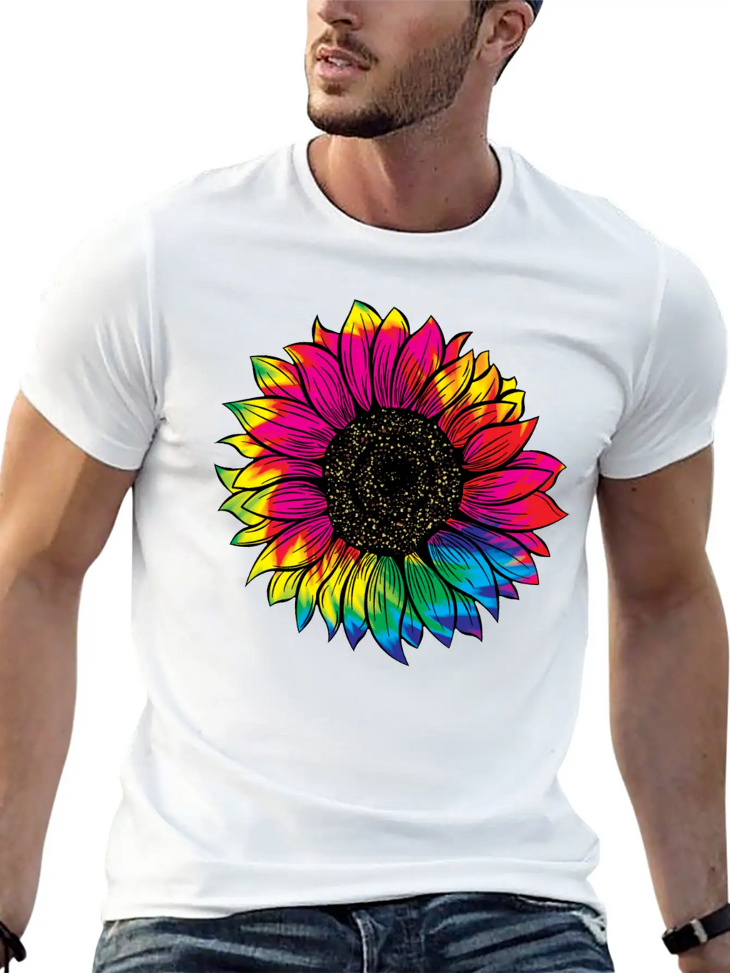 Tie Dye Sunflower Essential Cotton Tee For Daily Outfits – Unisex Style