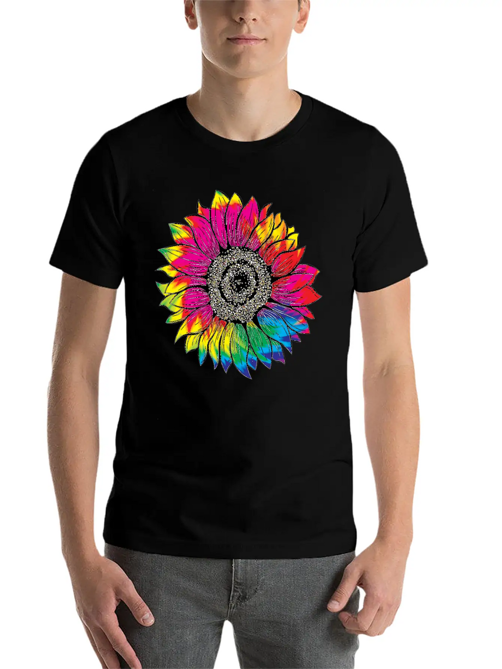 Tie Dye Sunflower Essential Cotton Tee For Daily Outfits – Unisex Style