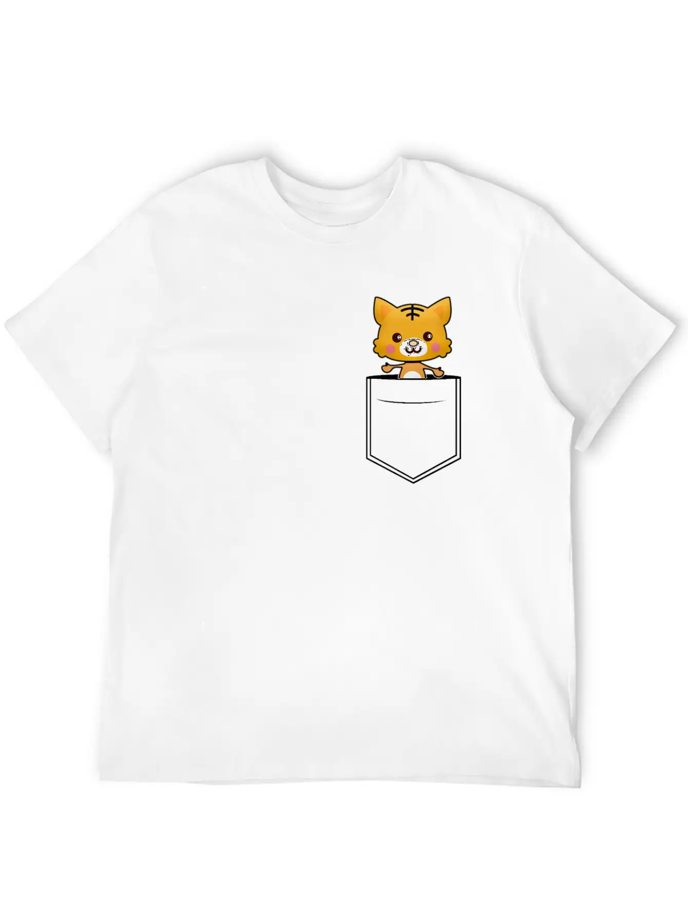 Tiger Breast Pocket Tiger Skin Essential Cotton Tee For Daily Outfits – Unisex Style