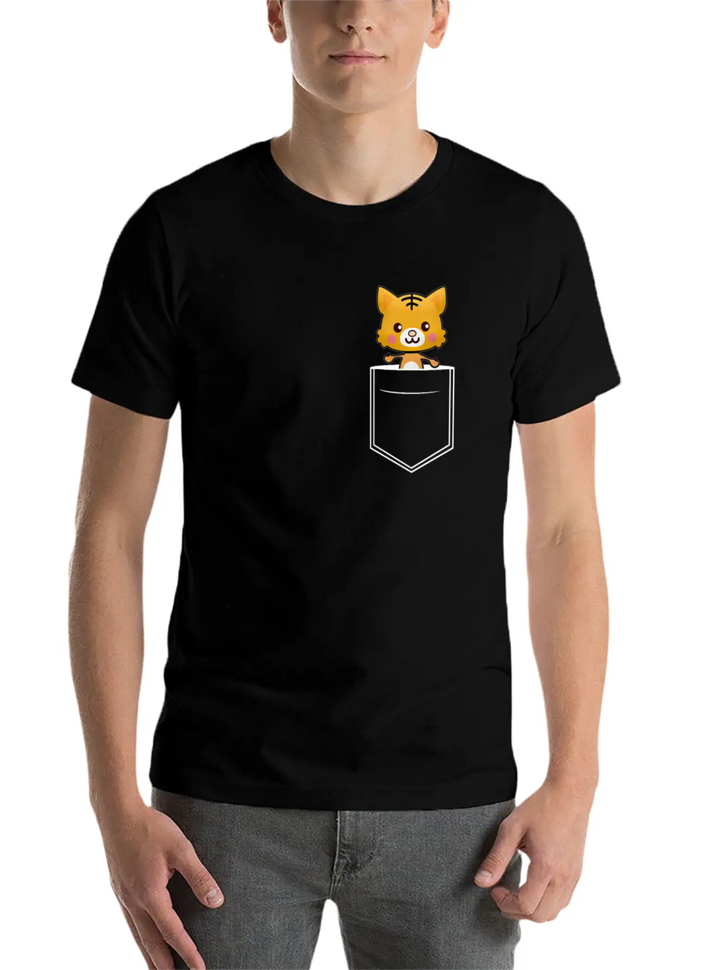 Tiger Breast Pocket Tiger Skin Essential Cotton Tee For Daily Outfits – Unisex Style