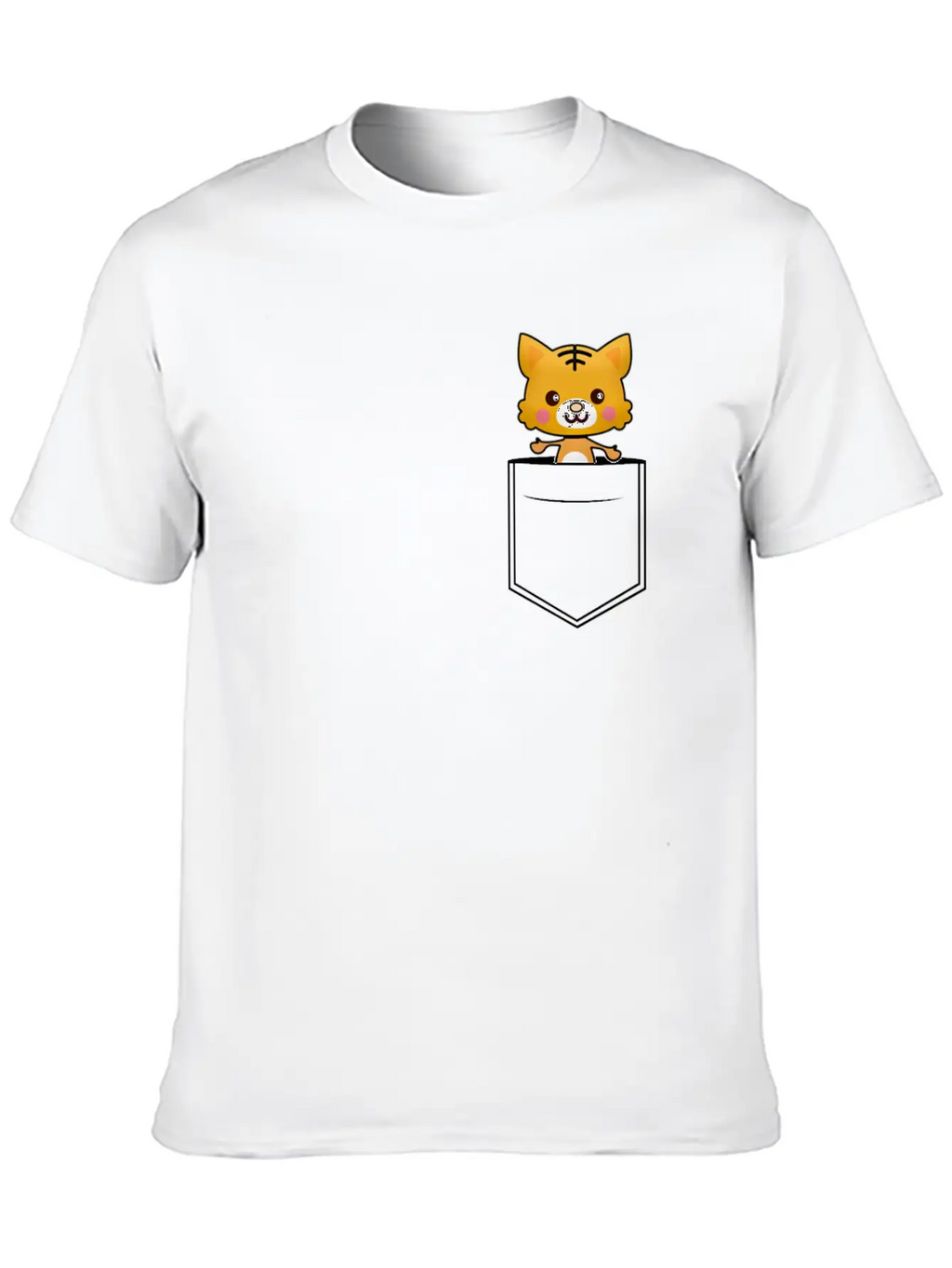 Tiger Breast Pocket Tiger Skin Essential Cotton Tee For Daily Outfits – Unisex Style