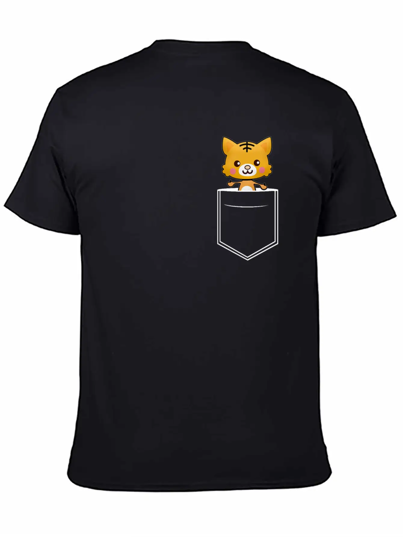 Tiger Breast Pocket Tiger Skin Essential Cotton Tee For Daily Outfits – Unisex Style