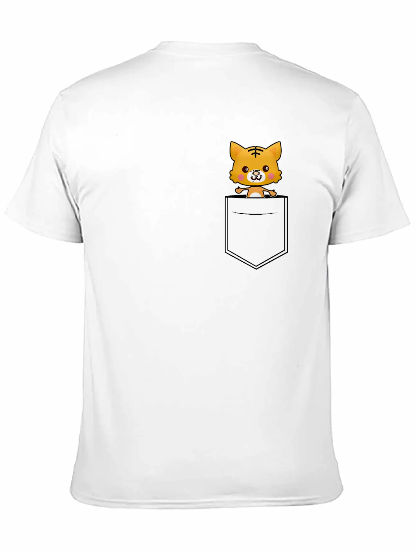 Tiger Breast Pocket Tiger Skin Essential Cotton Tee For Daily Outfits – Unisex Style