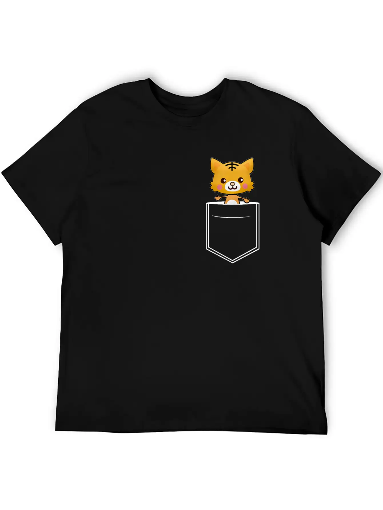 Tiger Breast Pocket Tiger Skin Essential Cotton Tee For Daily Outfits – Unisex Style