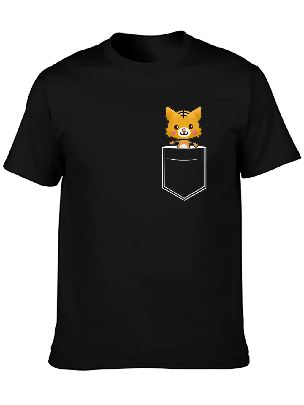 Tiger Breast Pocket Tiger Skin Essential Cotton Tee For Daily Outfits – Unisex Style