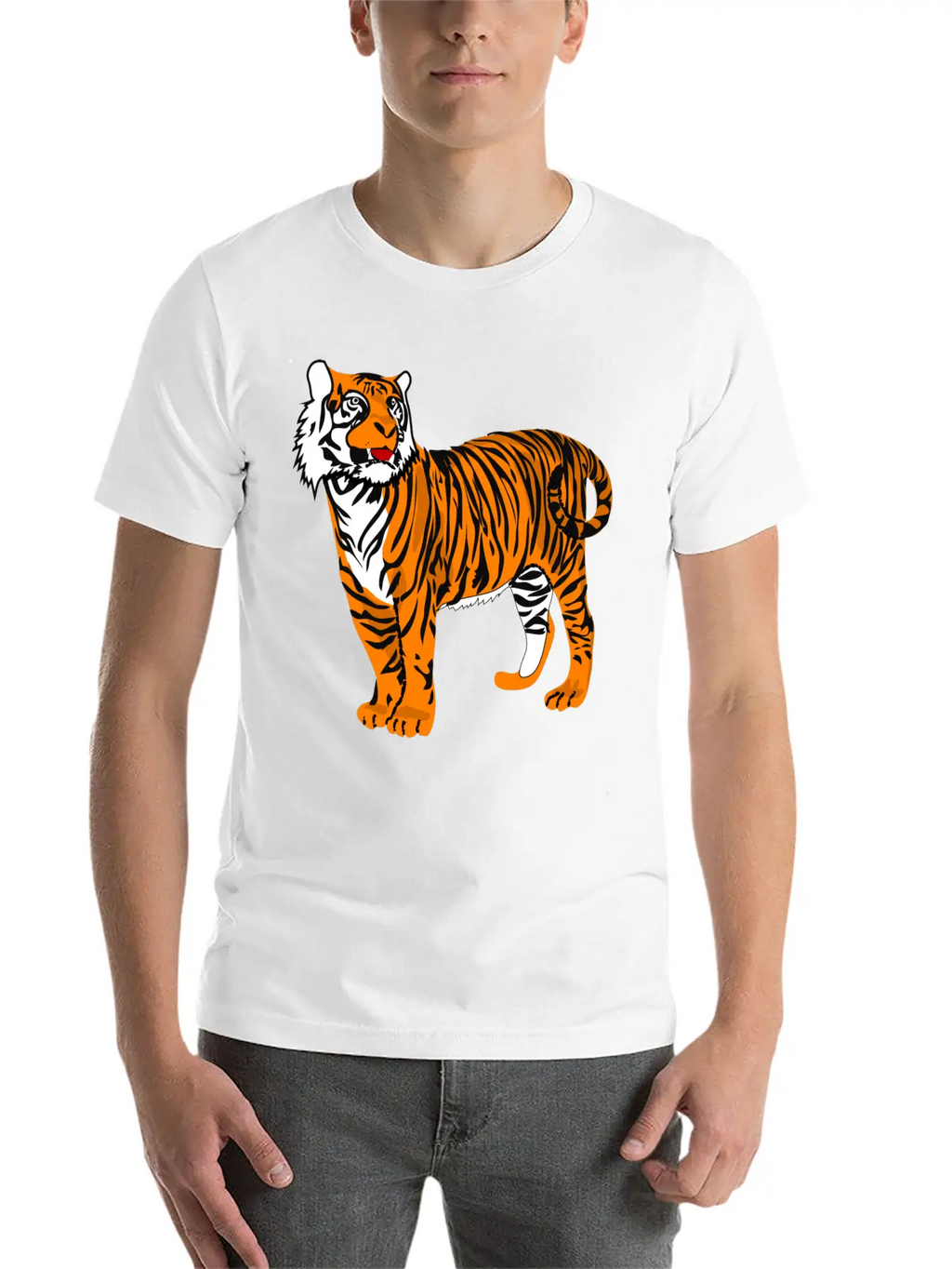 Tiger Classic Fit Graphic Tee For Daily Comfort – Unisex Cotton Shirt