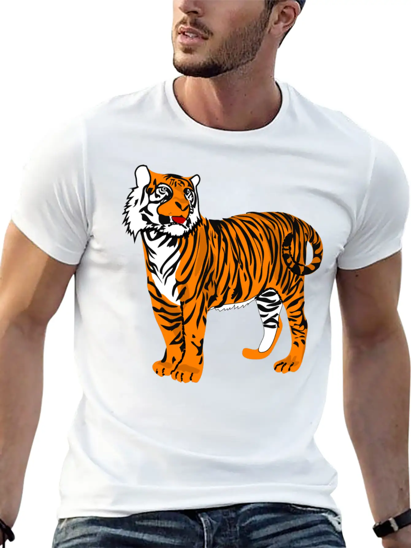 Tiger Classic Fit Graphic Tee For Daily Comfort – Unisex Cotton Shirt
